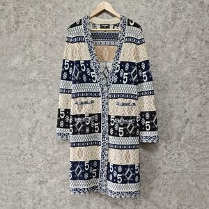 Authentic CHANEL Blue and Cream Knit Sweater